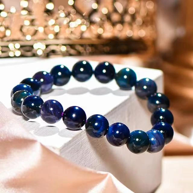 【大美】南非老矿蓝舒 星际蓝圆珠手串
