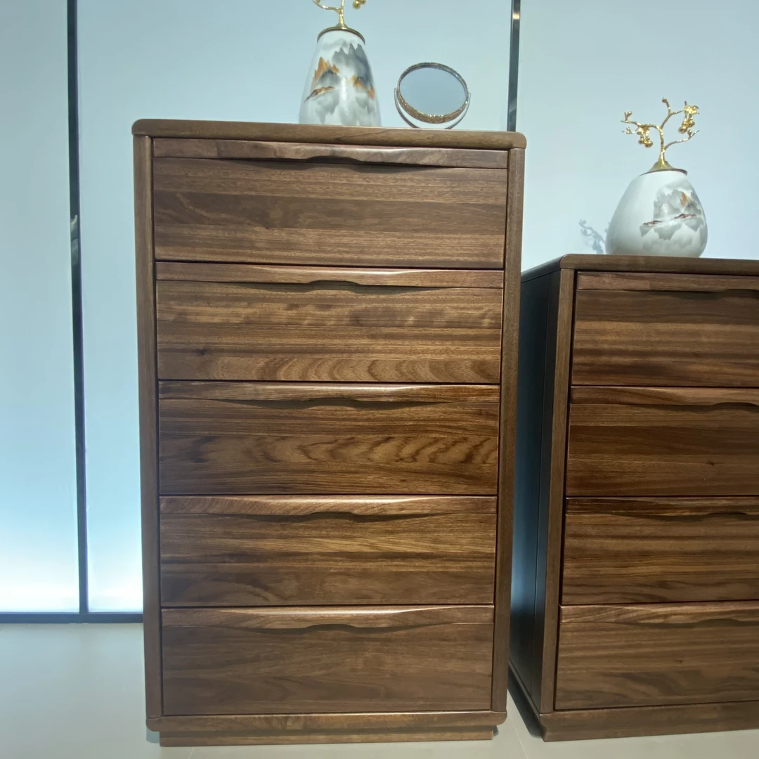 JH802#实木斗柜乌金木五斗柜大容量客厅卧室现代简约实木储物柜