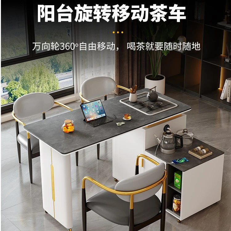 可移动小茶台家用小茶车边几茶水柜烧水壶一体式阳台小茶桌椅组合
