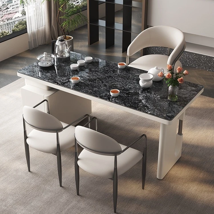奢石岩板茶桌椅组合家用现代简约小户型阳台泡茶一体岩板茶台桌椅