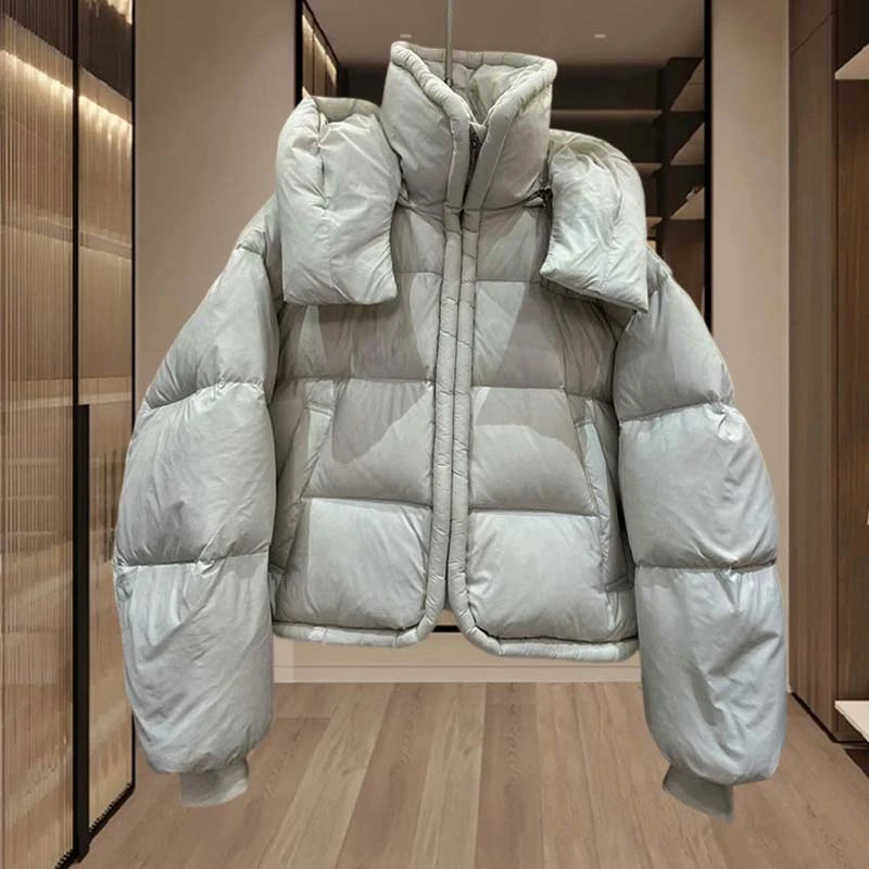 韩版宽松立领连帽棉服女2024秋冬季新款高级感加厚保暖面包服外套