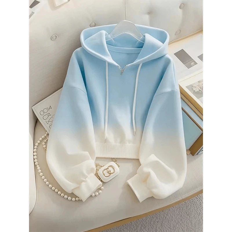 连帽高级感卫衣外套设计感秋装女款2025春秋季新款小个子休闲上衣