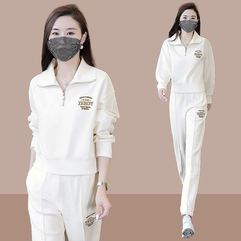 春秋新款时尚微胖显瘦套装女宽松洋气爆款减龄卫裤休闲运动两件套
