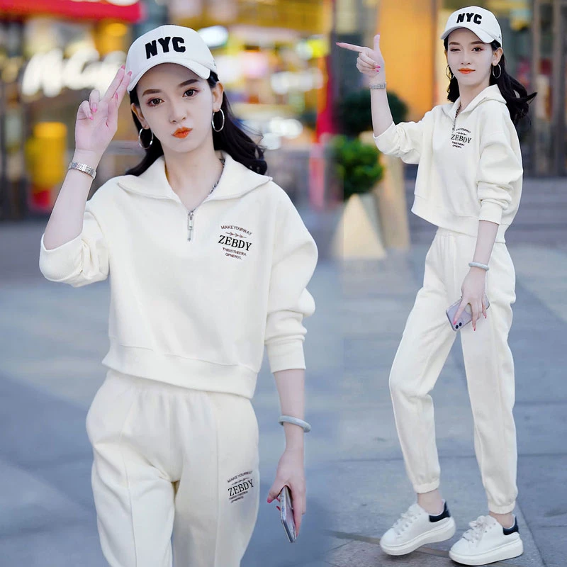 春秋新款时尚减龄宽松女装显瘦套装洋气爆款运动服休闲裤子两件套