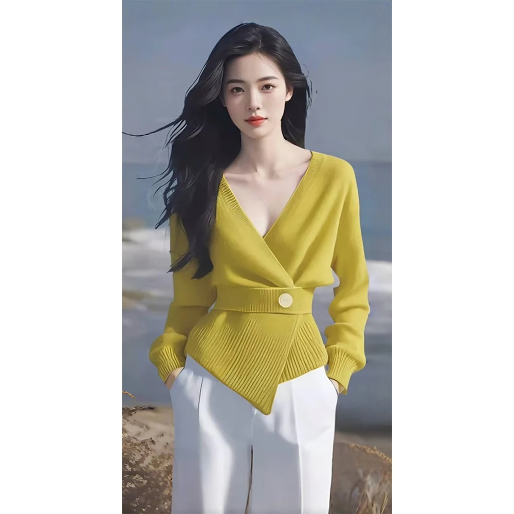 高级感气质显瘦针织衫女士2025春秋新款时尚洋气减龄短款长袖上衣