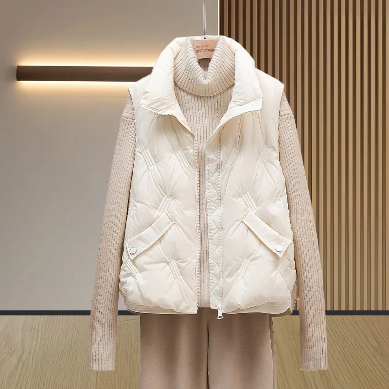 2025秋冬新款短款立领背心马夹坎肩休闲外套女士时尚显瘦百搭马甲