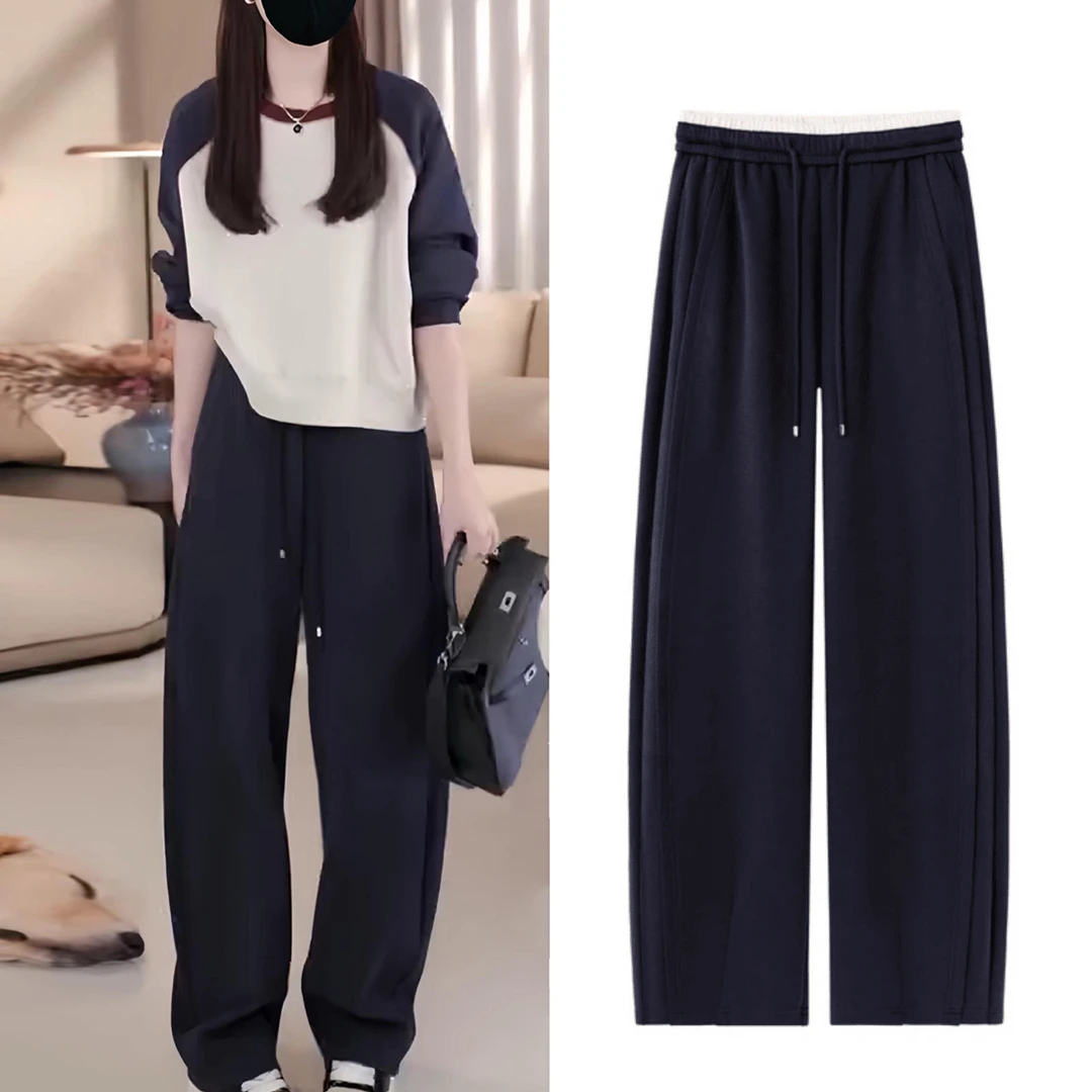 时尚洋气减龄套装通勤风女装2024春秋季拼接卫衣卫裤高级感两件套