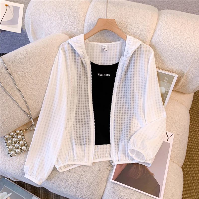 2024夏季新款薄款透气防晒衣女士大码百搭防晒服爆款宽松连帽外套