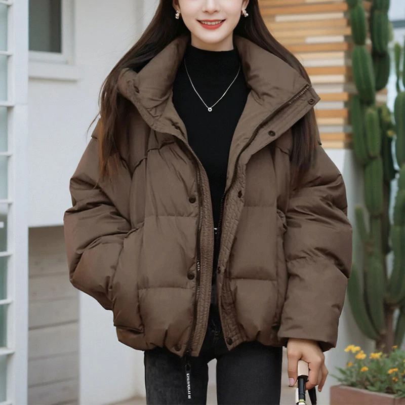 2024年秋冬新款小个子设计感连帽宽松百搭夹棉加厚韩版时尚面包服