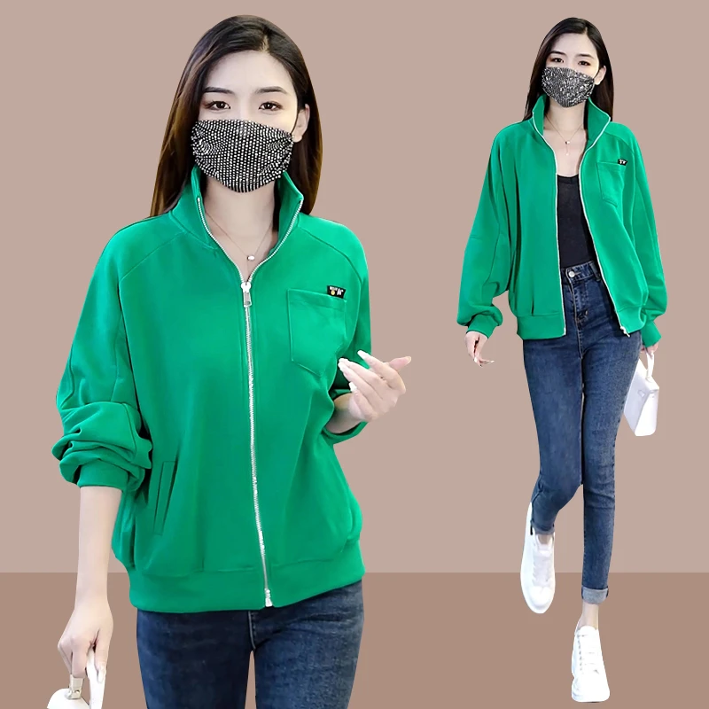 时尚百搭显瘦立领运动外套女士休闲减龄薄款宽松上衣洋气爆款女装