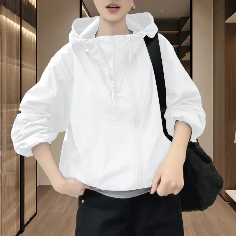 宽松防晒衣女士2025夏季新款休闲运动百搭薄款外套透气连帽防晒服