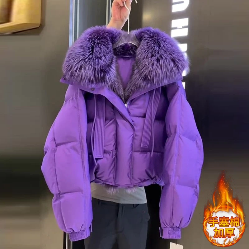 2025年冬季新款大码连帽气质派克服女士百搭爆款加厚棉服时尚女装