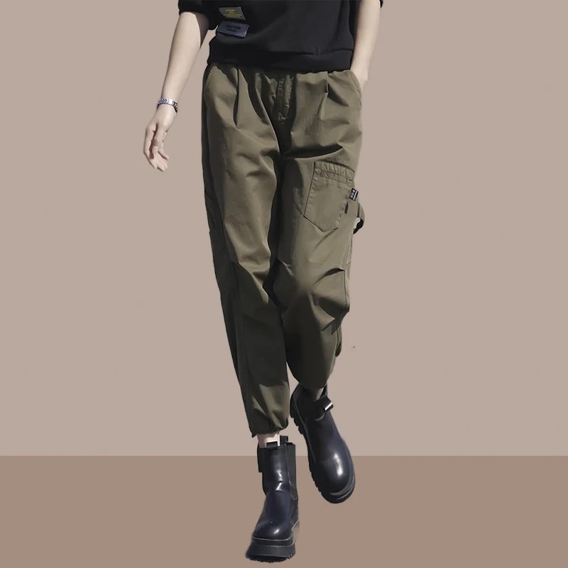 春秋薄款阔腿小个子工装裤女款爆款2023新款直筒束脚休闲九分裤子