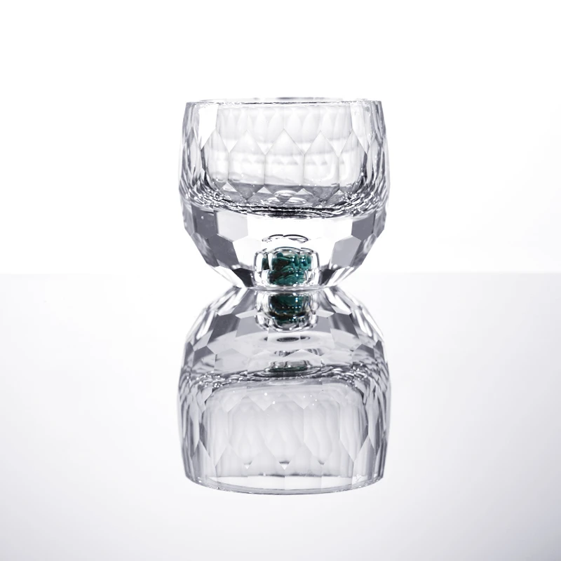 绿松石水晶品茗杯功夫茶杯家用茶道主人杯无铅水晶手工高档防烫