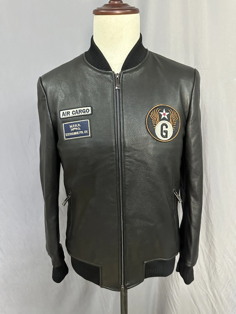 海宁皮衣秋季新款男士牛皮棒球服夹克