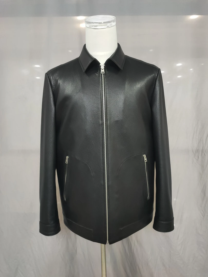 真皮皮衣男士短款山羊皮翻领夹克中年修身皮衣外套商务百搭经典