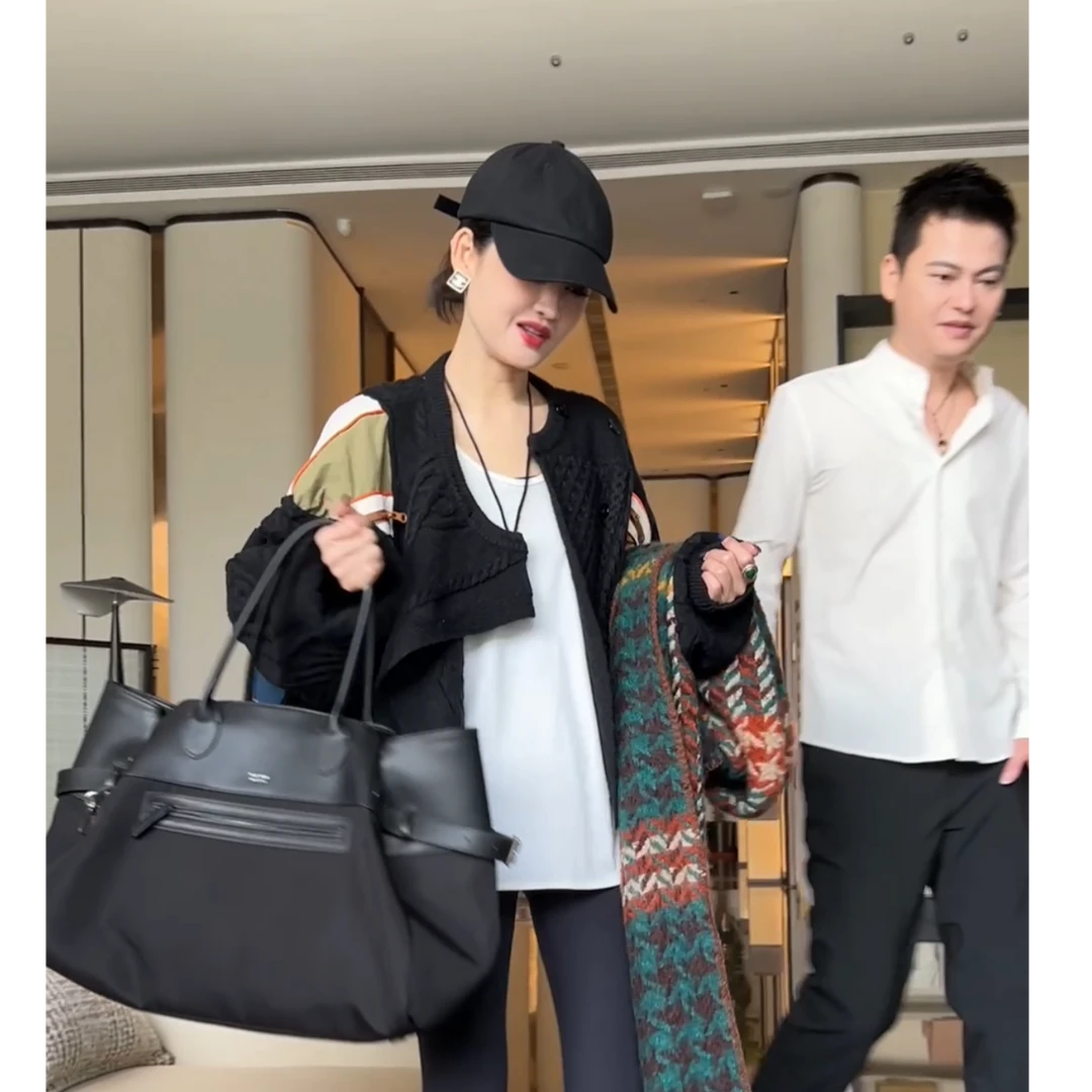 罗罗定制轻奢休闲高级感大包包女士通勤时尚黑色手提包BB001