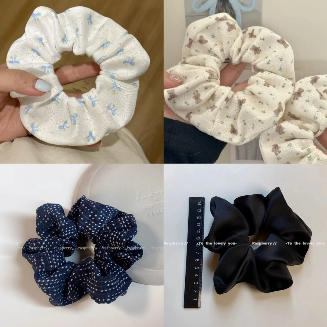 RASPBERRY 原创藏青色杂点点大肠发圈 洋气显白高级小众手作发绳