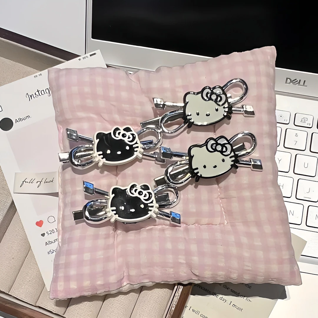 可爱卡通猫咪银色闪闪发夹鸭嘴夹甜美少女刘海侧边夹百搭发卡发饰