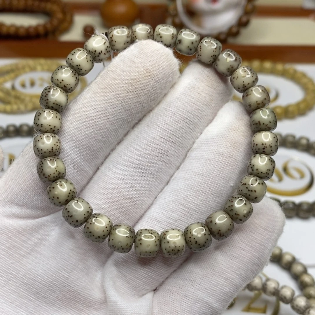 星月菩提手串8/7糯冰玉化果冻绿 月朗星稀 横纹通体留白