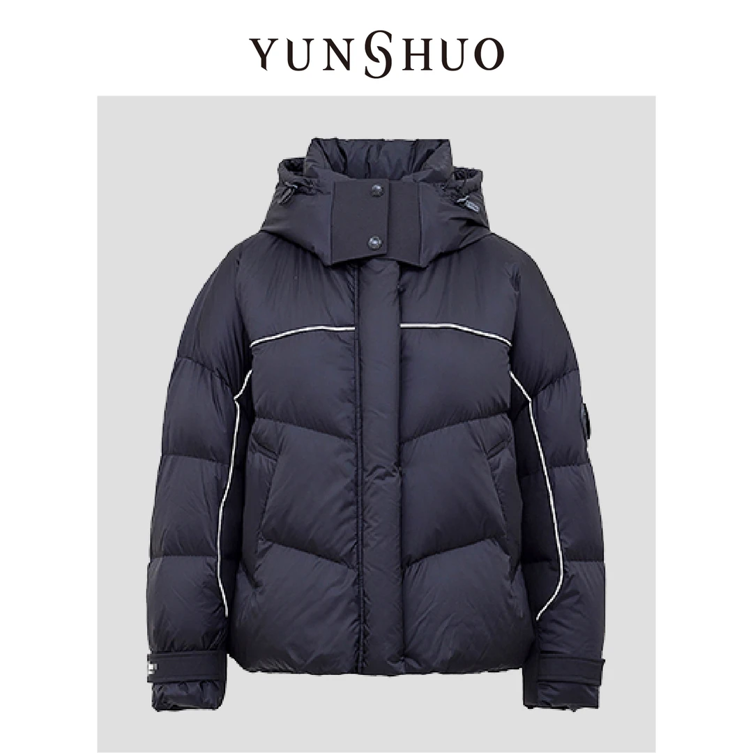 YUNSHUO允硕冬季新品时尚百搭宽松连帽90白鸭绒短款羽绒服815108