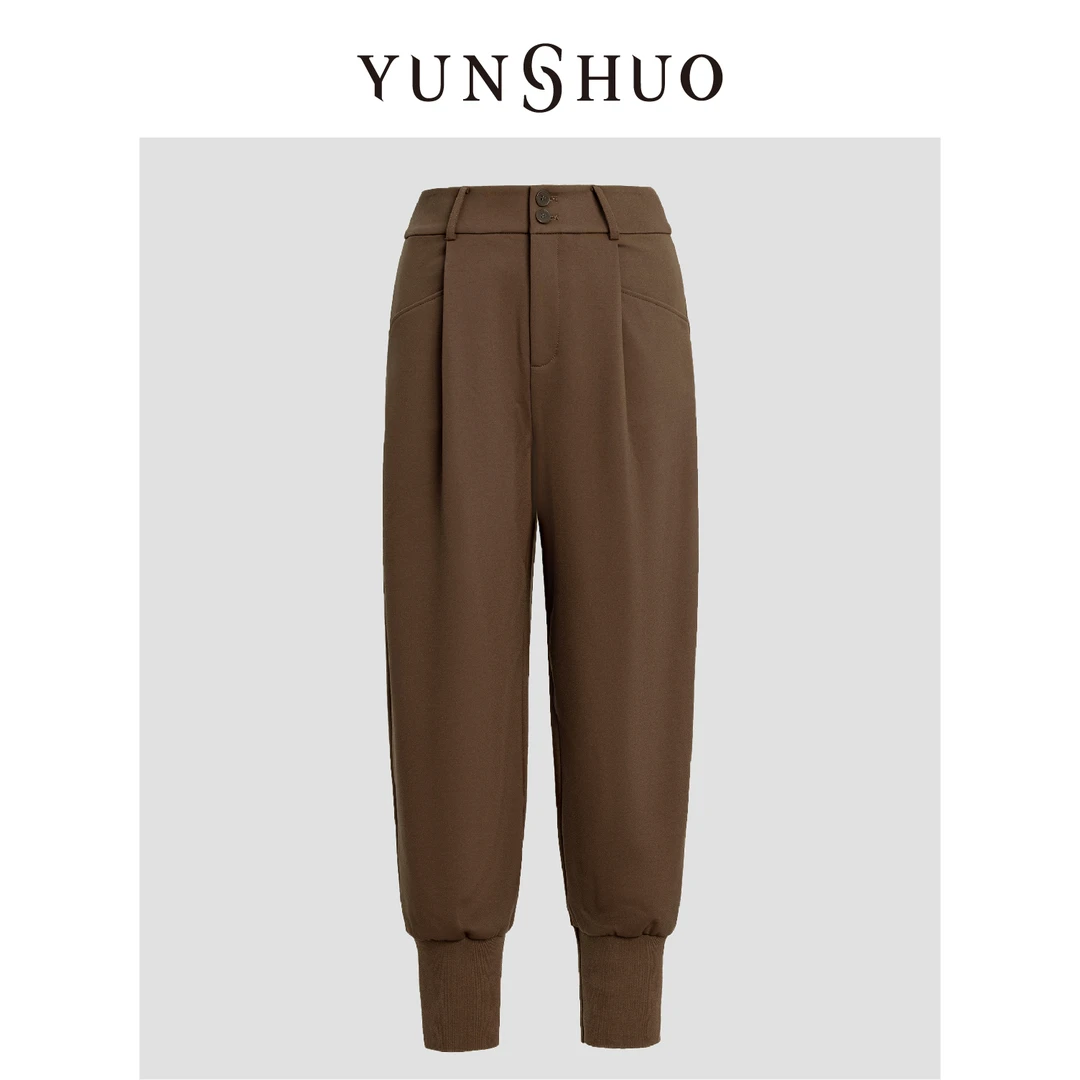 YUNSHUO允硕时尚百搭锥形束脚裤休闲高腰气质宽松裤子199849