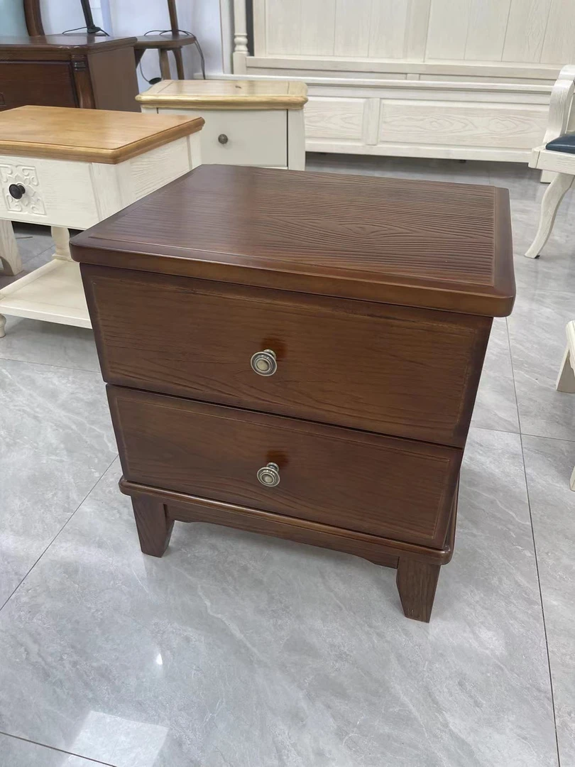 储物床头柜中式白蜡木压纹储物收纳柜轻奢简约抽屉式储物柜矮柜