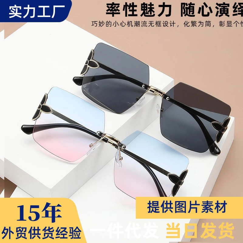 新款多边形大框墨镜新颖潮流花瓣方形眼镜欧美甜美气质太阳镜批发