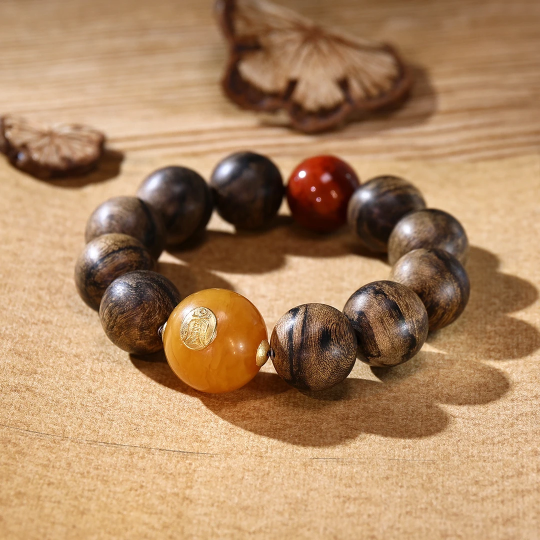 【金福令】收藏款18k龙福沉香手串S28659-17.5