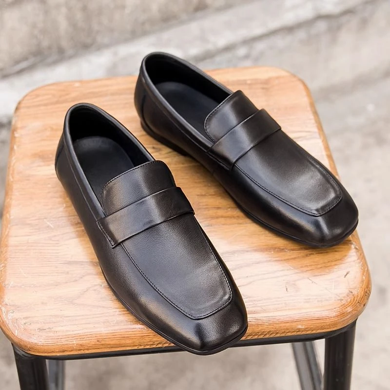 2024夏季商务套脚皮鞋男新款乐福鞋男一脚蹬懒人鞋英伦结婚新郎鞋