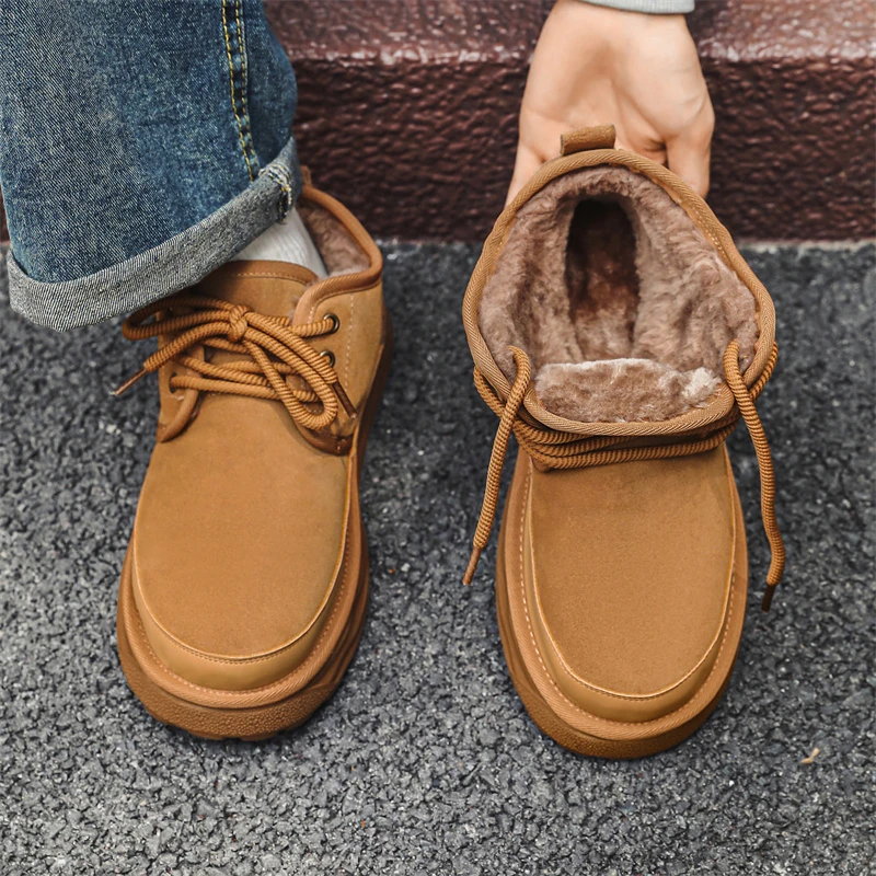 雪地靴男保暖男士棉鞋冬季新款复古短筒加绒加厚马丁靴男潮款防滑