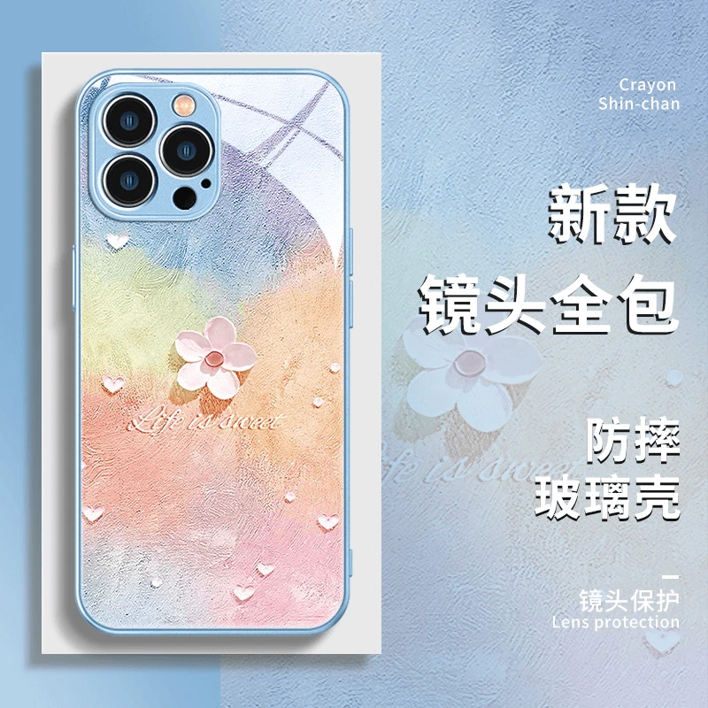 适用于苹果/华为/小米/OPPO/VIVO新款高颜值油画花水彩晕染手机壳