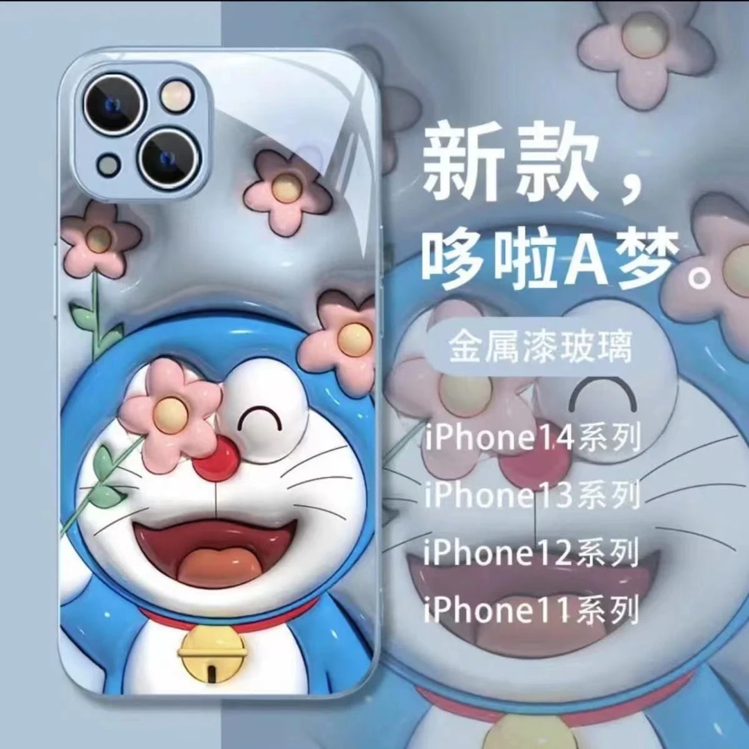 高颜值 苹果/华为/OPPO/VIVO  新款哆啦创意个性玻璃防摔手机壳