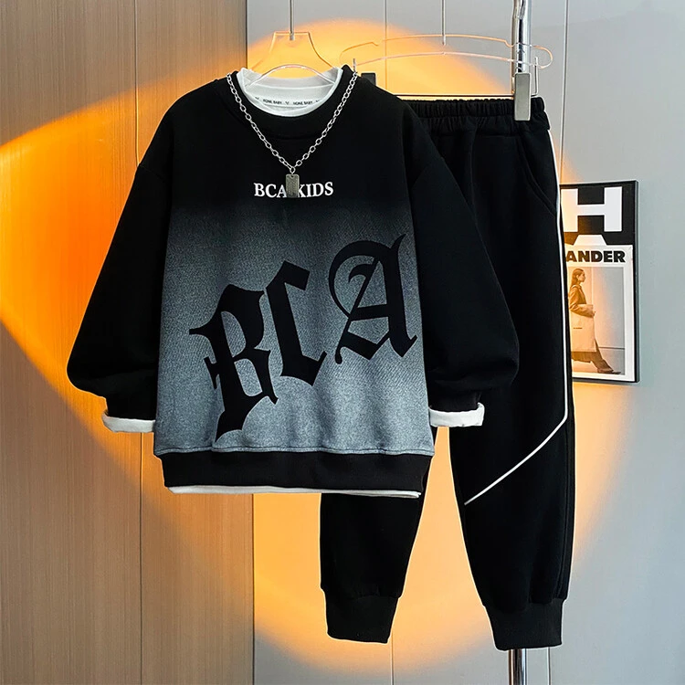 男童套装春秋款2024新款中大童春装儿童运动套装韩版宽松炸街潮款
