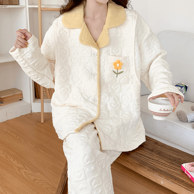 产妇睡衣孕晚期可外穿秋冬款空气棉月子服哺乳喂奶产妇睡衣甜美女