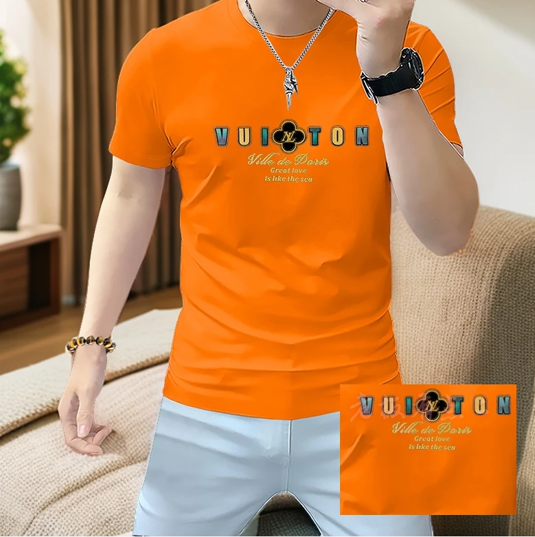 男士短袖T恤休闲百搭夏季半袖潮流修身个性圆领ins帅气韩版丝光棉