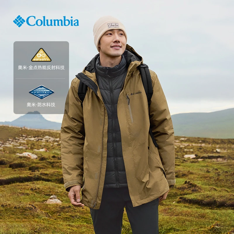 哥伦比亚秋冬男款金点热能保暖防水棉内胆三合一外套WE6198