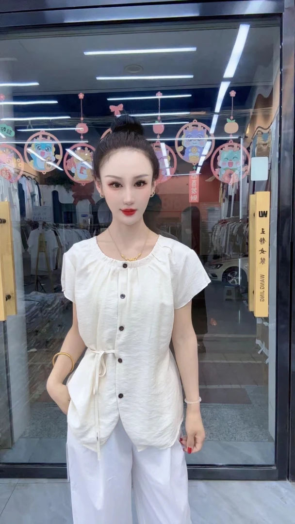 夏季百搭细绳小衫上衣