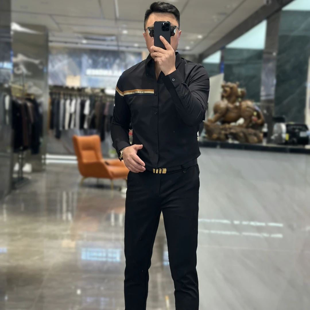 167-1  男士黑色时尚高品质衬衫