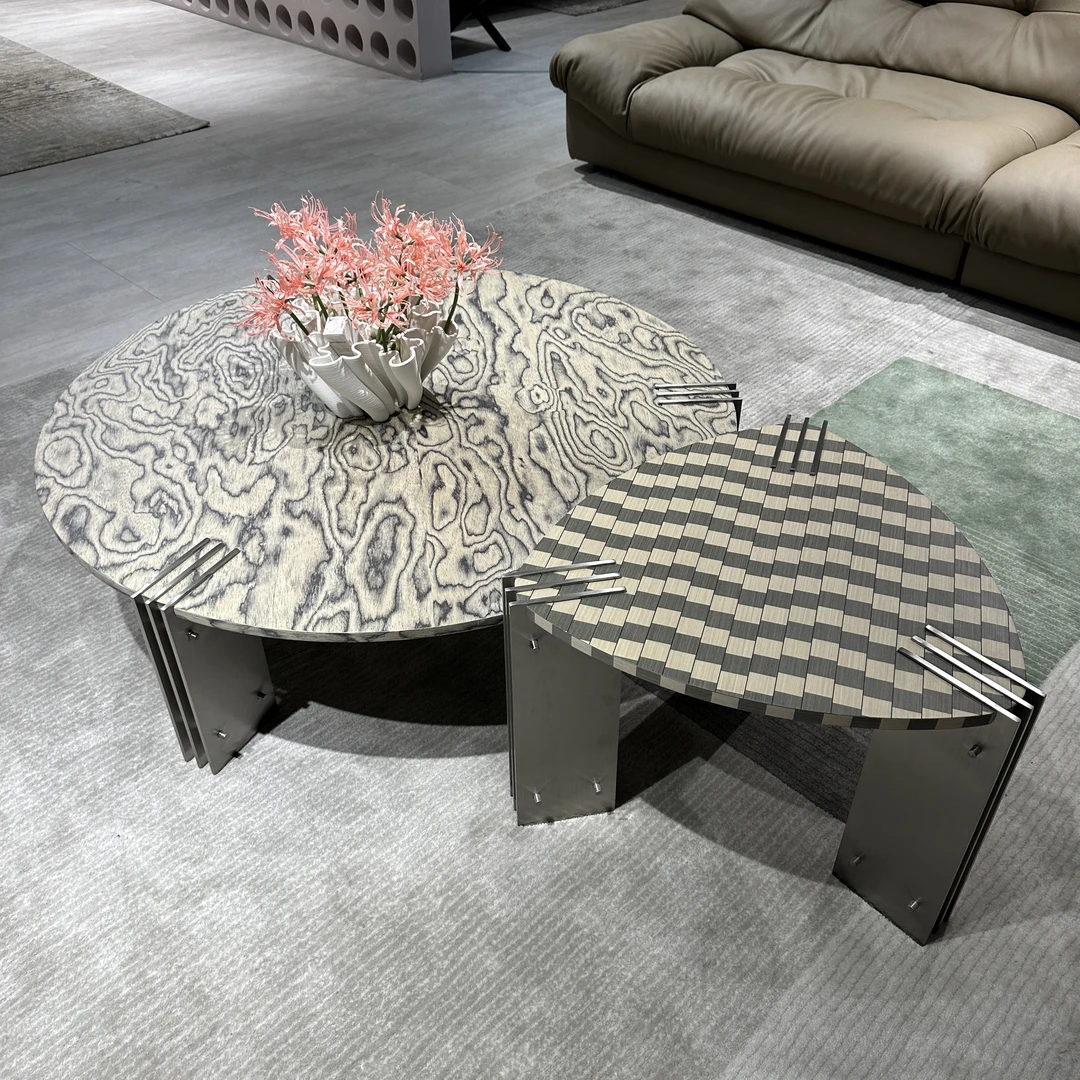 意式极简大理石茶几客厅家用设计师款轻奢高级感创意艺术圆形