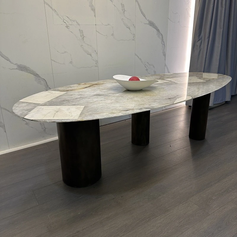 KUFN/库凡意式极简轻奢奢石水滴餐桌客厅家用别墅