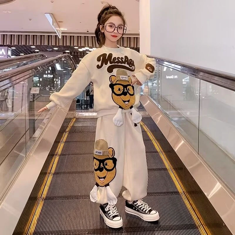 女童春秋套装2025新款洋气儿童韩版休闲网红秋冬款卫衣运动两件套