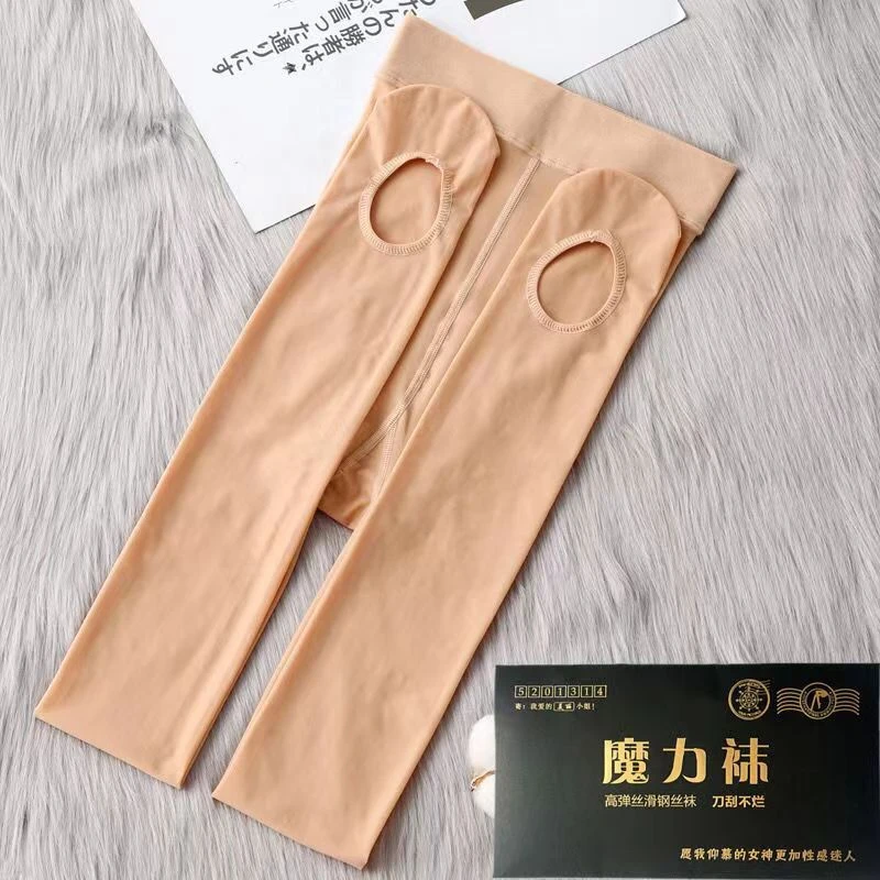 春秋薄款免脱懒人袜大码钢丝面膜袜光腿神器肉色女连裤袜打底袜