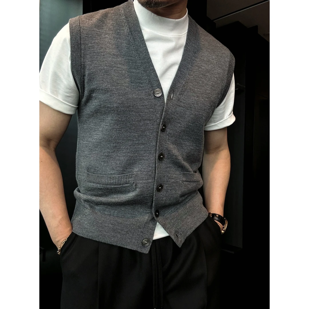 DRUNKCORNER 开衫羊毛背心针织休闲百搭无袖