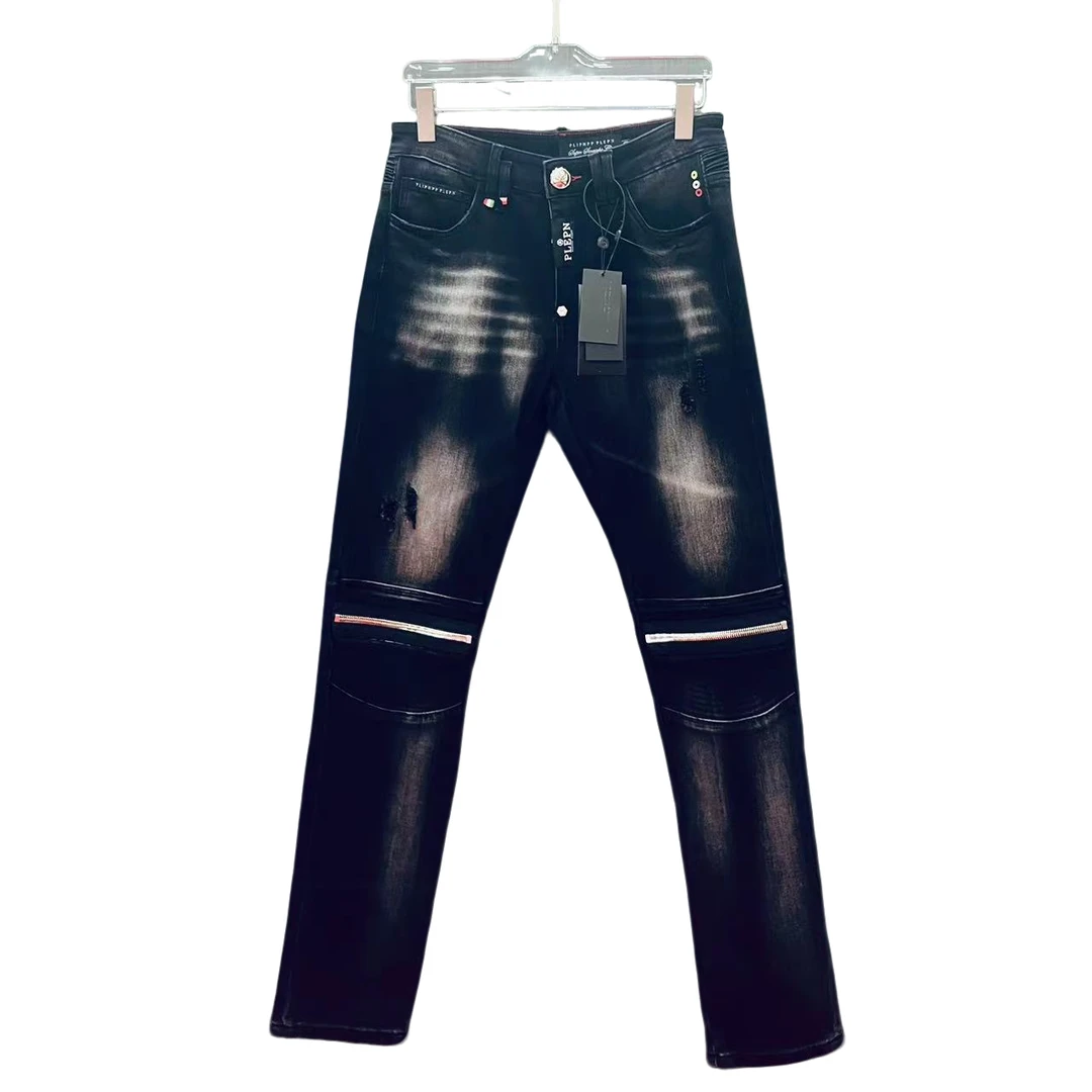 【PP定制】2024秋季新款PP黑曼巴系列赛车风高端男士弹力牛仔裤6645