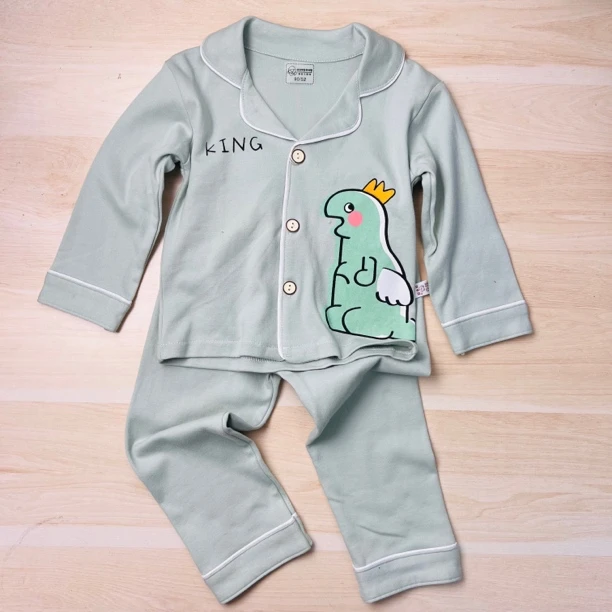 B69咖咔熊男童纯棉家居服套装春秋款儿童卡通全棉睡衣宝宝