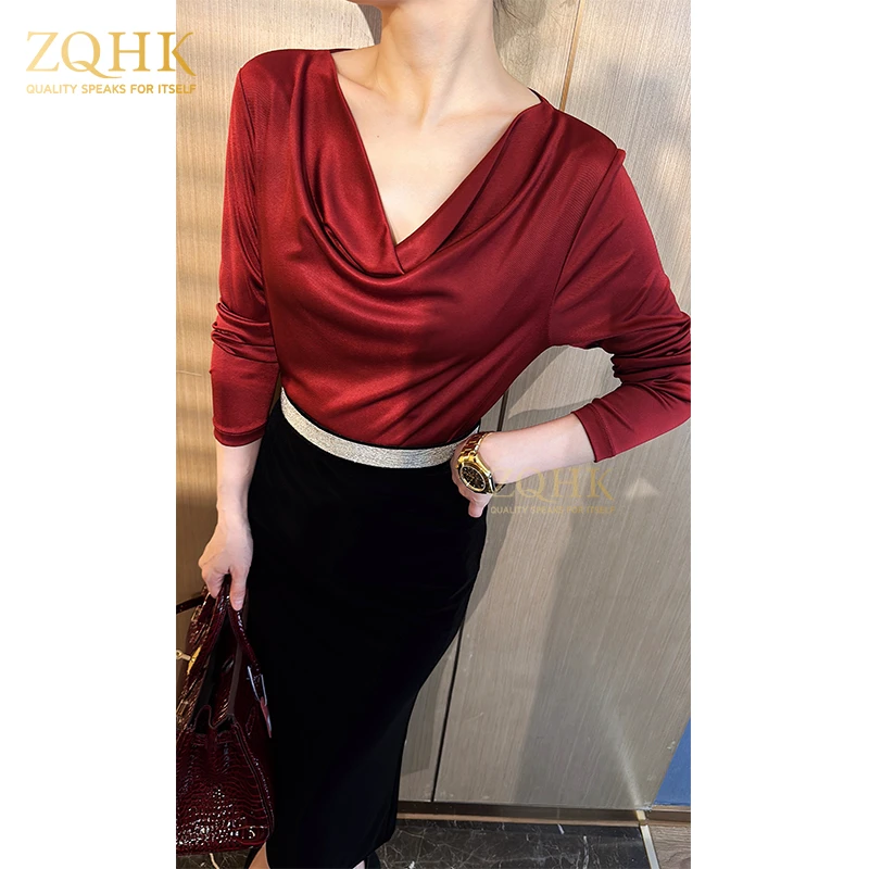 [ZQHK]子琪品牌2024秋季‘’升级款‘’重磅醋酸长袖酸荡领小衫