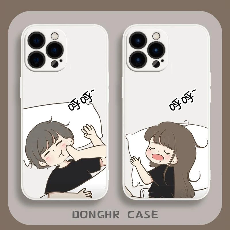 男孩女孩手机壳适用苹果14promax情侣创意新款15mini保护套iphone