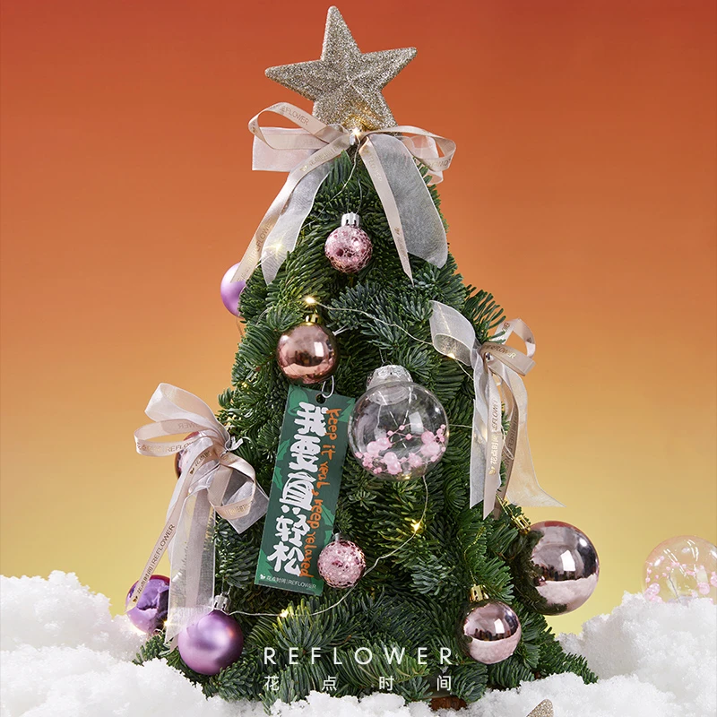 花点时间圣诞树【丹麦童话】进口诺贝松室内真松圣诞树带装饰包浪漫