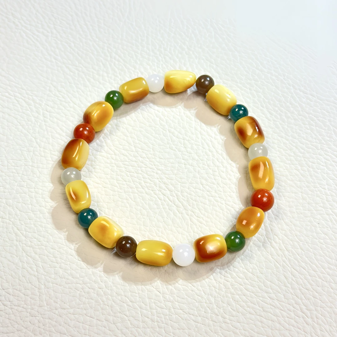 白玉碧玉烟紫且末糖和田玉多宝色轻奢百搭彩色手串